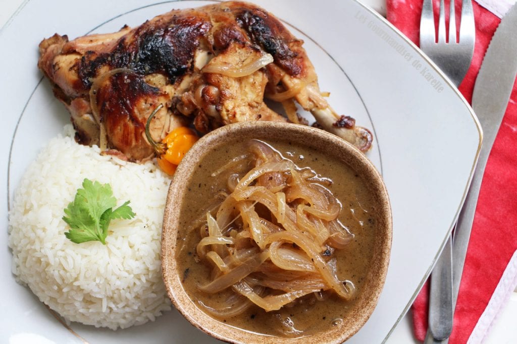 Poulet yassa avec du riz